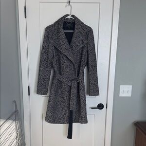 Ann Taylor Black and White Tweed Trench Coat